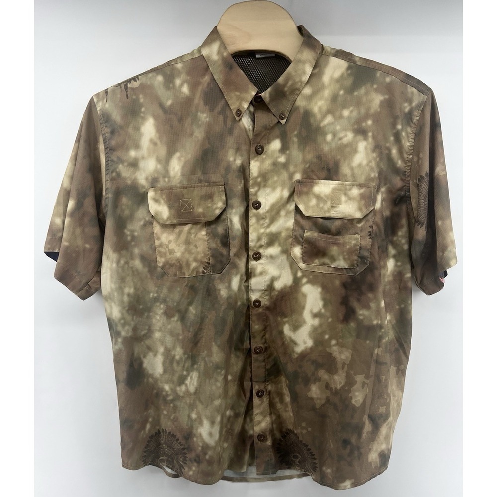 Bone Tactical Button Front Shirt XXL Camouflage Multicolor Ripstop AOP